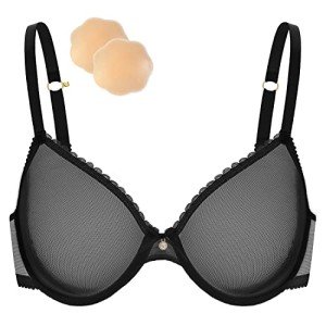 WingsLove Sheer Lace Push-Up Bra for Women
