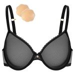 WingsLove Sheer Lace Push-Up Bra for Women