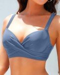 Grey Blue Push-Up Underwire Bikini Top - X-Large