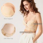 Backless Push-Up Bra with Clear Straps - Beige
