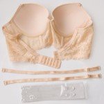 Backless Push-Up Bra with Clear Straps - Beige