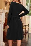 Newshows Womens Fall Long Sleeve Black Sweater Dresses V Neck Fashion Work Winter Wrap Midi Holiday Party Dress with Pockets Womens Clothing Trendy 2024(Black,M)