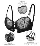 Women's Floral Lace Underwire Push-Up Bra - Black
