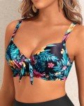 Black Floral Push-Up Underwire Bikini Swim Top