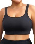 Plus Size Black Sports Bra Bikini Top for Women