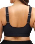 Plus Size Black Sports Bra Bikini Top for Women
