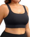 Plus Size Black Sports Bra Bikini Top for Women