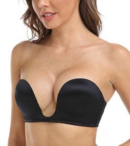 DotVol Women's Convertible Deep U Plunge Strapless Bra