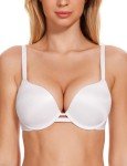 WingsLove Women's Lightly Padded Plunge Bra - Coconut White