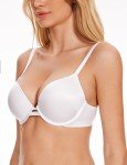 WingsLove Women's Lightly Padded Plunge Bra - Coconut White