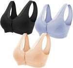 3-Pack Women's Cotton Front Close Lace Bras