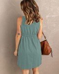 Light Green Summer Sleeveless A-Line Dress with Pockets