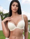 Deyllo Push Up Lace Full Coverage Bra, Ivory 36B