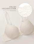 Deyllo Push Up Lace Full Coverage Bra, Ivory 36B
