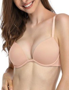Deyllo Women's Push-Up Plunge Bra - Pink Nude