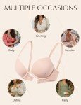 Deyllo Women's Push-Up Plunge Bra - Pink Nude