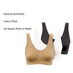 Genie Bra Women's Wireless Seamless 3-Pack, X-Large