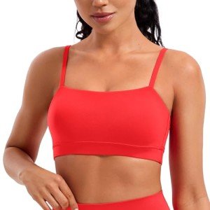 Adjustable Spaghetti Strap Padded Sports Bra - Deep Red