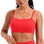 Adjustable Spaghetti Strap Padded Sports Bra - Deep Red