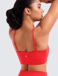 Adjustable Spaghetti Strap Padded Sports Bra - Deep Red