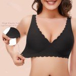 Floral Wireless Bralette with Extra Extender - Black