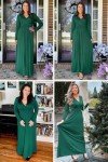 OUGES Women's Fall Long Sleeve Wrap V-Neck Maxi Dress Casual Winter Long Holiday Party Dresses with Pockets Christmas(Green,Medium)