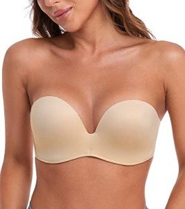 HACI Women's Strapless Anti-Slip Push Up Bra