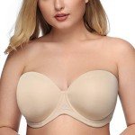 Plus Size Strapless Underwire Bra, Beige