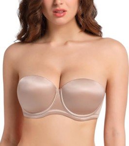 Lemorosy Women's Multiway Push-Up Strapless Bra 34C