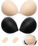2 Pack Strapless Invisible Sticky Bras with Covers
