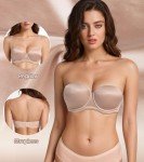 Lemorosy Women's Multiway Push-Up Strapless Bra 34C