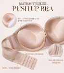 Lemorosy Women's Multiway Push-Up Strapless Bra 34C