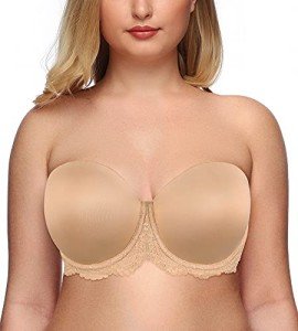 Exclare Women's Plus Size Multiway Strapless Bra