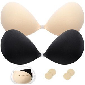 Beaulyn 2-Pack Sticky Push-Up Backless Bra
