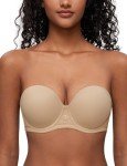 Deyllo Women's Plus Size Strapless Push-Up Bra