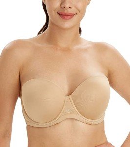 Lemorosy Women's Plus Size Strapless Push-Up Bra