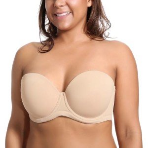 Delimira Women's Plus Size Strapless Bra 36C Beige
