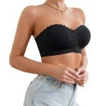 Comfortable Strapless Padded Bandeau Bralette - Black