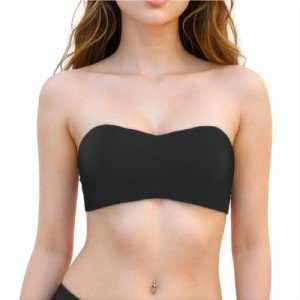 Black Strapless Padded Bralette with Adjustable Straps
