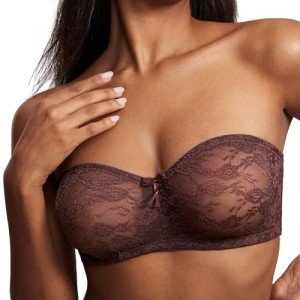 DOBREVA Women's Strapless Lace Underwire Bra 36D