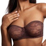 DOBREVA Women's Strapless Lace Underwire Bra 36D