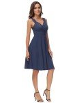 GRACE KARIN Sleeveless Flared A-line Cocktail Dress Wrap V-Neck Wedding Dresses Deep Grey Blue XL