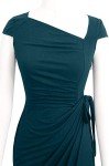 Liyinxi Women's Retro 1950s Cap Sleeve Knee-Length Sheath Slim Business Casual Party Ruched Bodycon Faux Wrap Dress, 8022-teal, Medium