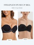 Black Strapless Push-Up Deep V Bra, 34E