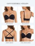 Black Strapless Push-Up Deep V Bra, 34E