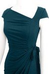Liyinxi Women's Retro 1950s Cap Sleeve Knee-Length Sheath Slim Business Casual Party Ruched Bodycon Faux Wrap Dress, 8022-teal, Medium