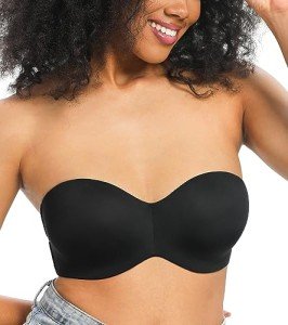 HACI Women's Strapless Underwire Minimizer Bra - Black