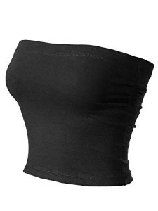 Women's Black Double Layer Strapless Tube Top