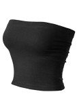 Women's Black Double Layer Strapless Tube Top