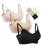 HOFISH Wirefree Nursing Bra for Maternity - Black, Beige, Pink